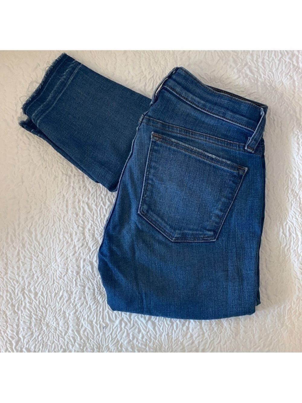 J. Crew 8" Toothpick Raw Drop Hem Distressed Skinny Low-Rise Jeans - Picture 3 of 12